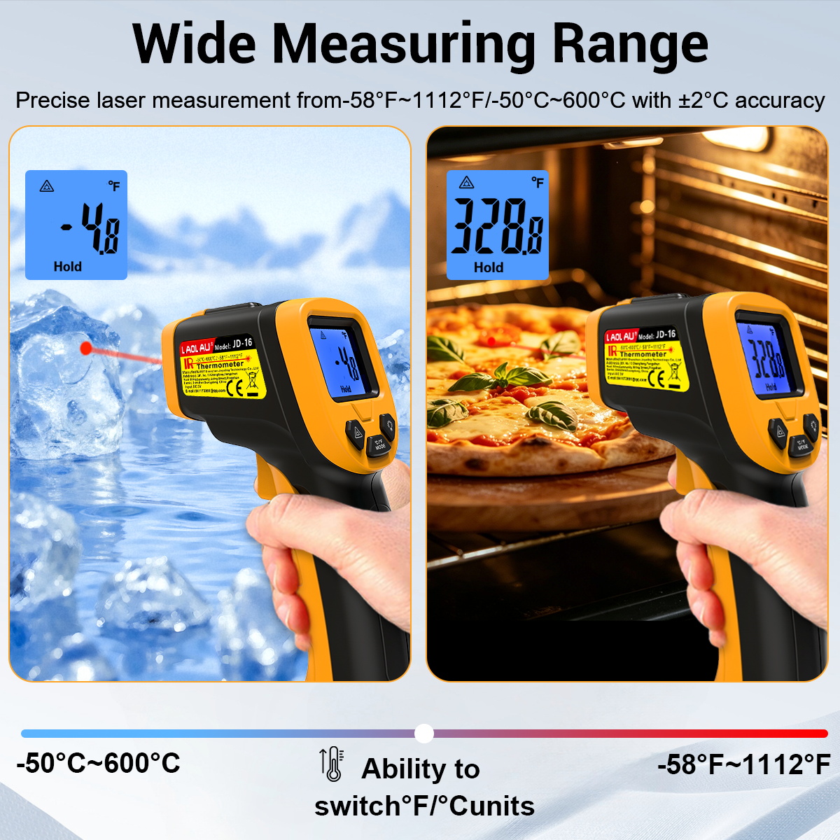 LAOLAU JD 16 Infrarood Thermom - Industrial Laser Temperature recensie en prijs